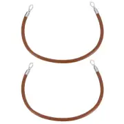 2Pcs Leather Handbag Handles, 50cm PU Shoulder Bag Straps (Dark Brown, Silver)