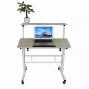 Mobile Sit Stand Up Table Desk Height Adjust Home Office Caravan Potted Plant