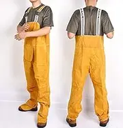Men's Bib Overalls, High Temperature Protective Leather Coverall for Welding, Flame Retardant Repair Welder Strap Pant - Safety Clothing for Welders