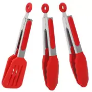 Pharamat Mini Silicone Serving Tongs Set of 3, Small Kitchen Tongs (7 inch) w...