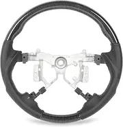 Steering Wheel, Leather Grip Wheel Compatible with Camry XV40 Highlander Previa 2007-2011, Hydro Dip Round Wheel, Perforated Leather Cover (Carbon Fiber Style)
