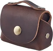 GORGECRAFT Small Leather Handbag Vintage Mini Coin Bag Made of Full Grain Leather with Press Stud Closure Handle Purse for Change Headphones Key Organiser Coconut Brown 8 x 5.5 x 3.5 cm