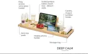 Deep Calm Bathtub Tray Caddy - Bamboo Foldable Bath Tub Table, Expandable Bath T