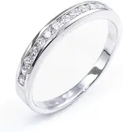 [Silverly] Half Eternity Rings for Women - 925 Sterling Silver Cubic Zirconia Ring in a Channel Setting - Classic CZ Engagement Bands for Her - Sparkly Stacking Wedding Band