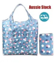 NEW foldable zip up neat eco environmental reusable shopping grocery tote bag