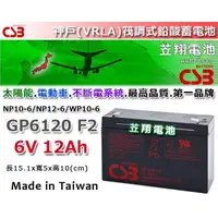 在飛比找蝦皮購物優惠-☼ 台中苙翔電池 ►CSB神戶電池 GP-6120 F2 6