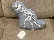 NEW Pottery Barn Kids Dino Bones Glow-in-the-Dark Shaped Pillow, Dinosaur