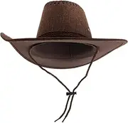 [BESTYASH] Western Hats for Women Men Woven Wide Brim Beach Hat Fashionable Foldable Sun Hat Coffee