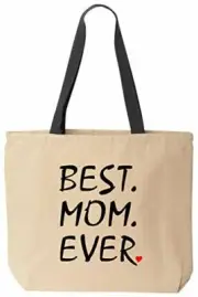 Best Mom Ever Tote Bag Love Reusable Grocery Shopping School Office Natural Cott