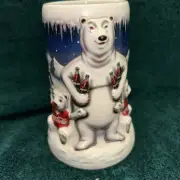 COCA-COLA "COKE ON ICE" STEIN~POLAR BEARS~1999~6.5” TALL