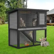 Rabbit Hutch Chicken Coop,2 Storey Wooden Bunny Cage Rabbits Pet House Run Cages
