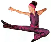 Frenzy Adult Medium Dance Costume Cerise Foiled Denim Unitard Jumpsuit Zip Front