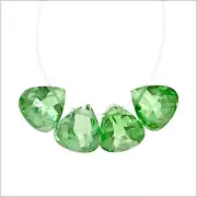 6 Cubic Zirconia Flat Briolettes Beads 6x6mm Emerald Green #96044