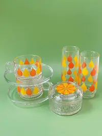 在飛比找Yahoo!奇摩拍賣優惠-hoya豪雅日本中古vintage昭和玻璃杯咖啡杯 玻璃糖罐
