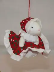 RUSS LITTLE MERRY MICE '1987' MINI MOUSE RED DRESS WITH WHITE TRIM ORNAMENT NEW