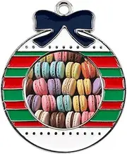 [FZMVSQH] Christmas Charms Macaron Biscuit Flavored Pastriesprinted Christmas Pendants Christmas Tree Charms Alloy Pendant Christmas Pendant Necklace Halloween Valentine Gift, Circular, Zinc