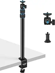 [NEEWER] Extendable Camera Desk Mount with Ball Head, 17"-40" Adjustable Table Light Stand with 1/4" Screw & C Clamp for DSLR Camera, Ring Light, Live Stream, Vlog, Max Load: 6.6lb/3kg, TL283 (Blue)