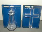 Moonrays Clear Stake Light Toppers Lighthouse & Cross for Solar Stakes FREE SHIP