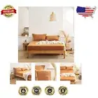 Breathable 200 Thread Count Queen Linen Fitted Sheet - Deep Pocket, Caramel