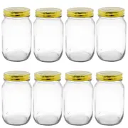 24 x Screw Top Premium Preserving Glass Jam Jar (500 ml)- Pattern on Seal Lid FW
