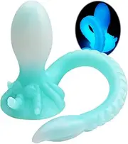 2 In 1 Luminous Anal Plug Octopus Tentacle Long Butt Plug G-spot Sex Toys Anal Dildo with Strong Suction Cup, Fantasy Dildo for Men and Women (S)