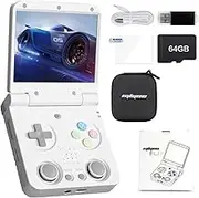 Whatsko RG35XXSP Retro Handheld Game Console with 5500+ Games, Screen Flip 3.5 Inch IPS Screen Linux System, Supports HDMI TV Output 5G WiFi Bluetooth 4.2 Built-in 64G TF Card (Silver)