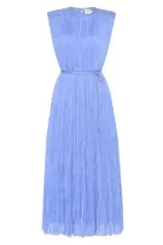 AJE Dress Size AU 12 NWT rrp $575.00 Sleeveless Blue Pleated Belted Midi