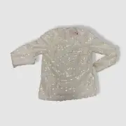 $1690 Carolina Herrera Women White Sequin Long-Sleeve Crew-Neck Top Size 0