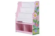 Fantasy Fields Magic Garden Kids Wooden Bookcase, 4 Tier Bookshelf with Storage, Pink