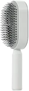 Mogul Passion Self Cleaning Hair Brush For Wet And Dry Hair| Easy Clean Hair Brush for Unisex-Paddle Hair Brush with Nylon Bristles for Thick/Curly Hair Anti-Static,Suitable for All Hair Types (White)