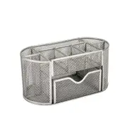 Catzon Mesh Desk Organizer with 8 Compartments & 1 Drawer for Home School-Grey