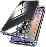 [LYJERRY] Transparent Soft Mobile Phone Case for Samsung Galaxy A54 5G Case, 1 Protective Glass and 1 Case Protective Bumper Cover Silicone Gel for Samsung Galaxy A54 5G Case Transparent