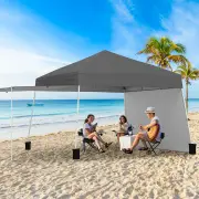 CostwayPop up Canopy Tent with 2 Convertible Sidewalls and UPF50+ UV protection-Grey