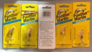 5 Packs Panther Martin Spinners Size 2 1/16oz Black Body Gold Blades