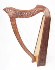 real Wood Celtic Harp 19 string Irish Style with Bag & Extra strings & key inclu