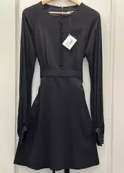 Scanlan Theodore Button Front Dress Black Brand New with Tags RRP$550 Size 8