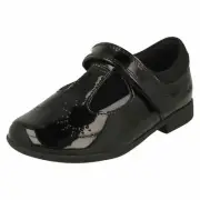 Girls Clarks 'Scala Spirit t' Patent Leather T-Bar School Shoes - F & G Fittings