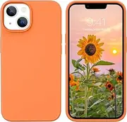 GUAGUA for iPhone 13 Mini Case, iPhone 13 Mini Liquid Silicone Case, Soft Gel Rubber Slim Microfiber Lining Cushion Texture Cover Shockproof Protective Phone Case for iPhone 13 Mini 5.4'', Warm Orange