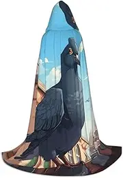 VPPUR Cartoon Pigeon Print Unisex Hooded Cloak For Carnival Theme Party Decorations Witch Costume Cosplay