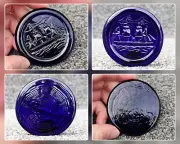 Vintage Brunel's SS Great Britain Bristol Blue Glass Coaster Cobalt Paperweight