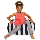 Posh Beanbags Bean Bag Chair, Medium-27in, Canvas Stripes Blue and White