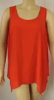 NEW Autograph Red Poppy Chiffon Sleeveless Asymm Tunic Top Plus Size 16 #P87