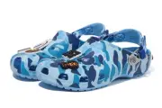 Bape x Crocs Classic Clog Blue Oxygen Size US9M/11W ✅❄️ EXPRESS SHIPPING