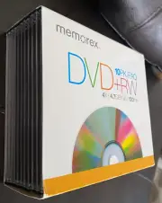Memorex DVD+RW 10 Pack 4X 4.7GB 120 Min Blank Media Storage Discs Rewritable CDs