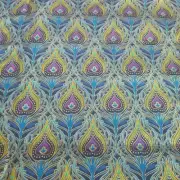 Peacock Feathers Metallic 100% Cotton Fabric 3 yards piece DD1