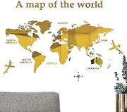 World Map Wall Decor,Handmade Acrylic Wall Art of World Travel Map - Large Wall Decor Map of World Decal, Educational Activity Maps for Dining Room, Offices, Kitchen, Living Room