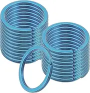 uxcell 20pcs Split Keychain Rings, 30mm Round Flat Keyrings Stainless Steel Open Key Chain Ring Dog Tag Rings for DIY Keychain Craft Lanyard, 2mm Thick, Blue