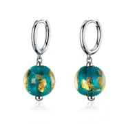 Sterling Silver World Globe Huggie Drop Hypoallergenic Earrings