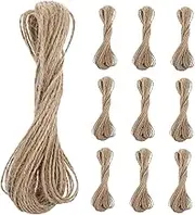 WHAMVOX 10pcs Jute Twine String Brown Craft Cord for DIY Projects Present Wrapping Gardening Bouquets and Party Decorations Durable Handmade Quality