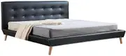King PU Leather Deluxe Bed Frame and Headboard - 206cm x 205cm Black